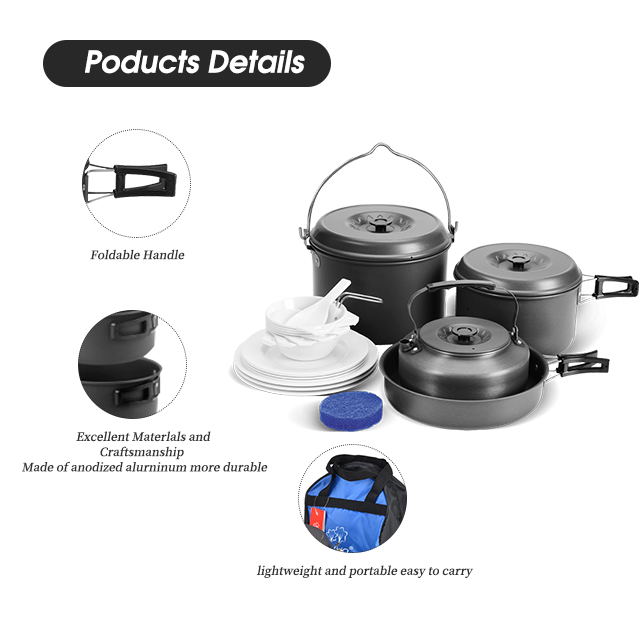 Climbing Aluminum Compact Camping Cookware Set 