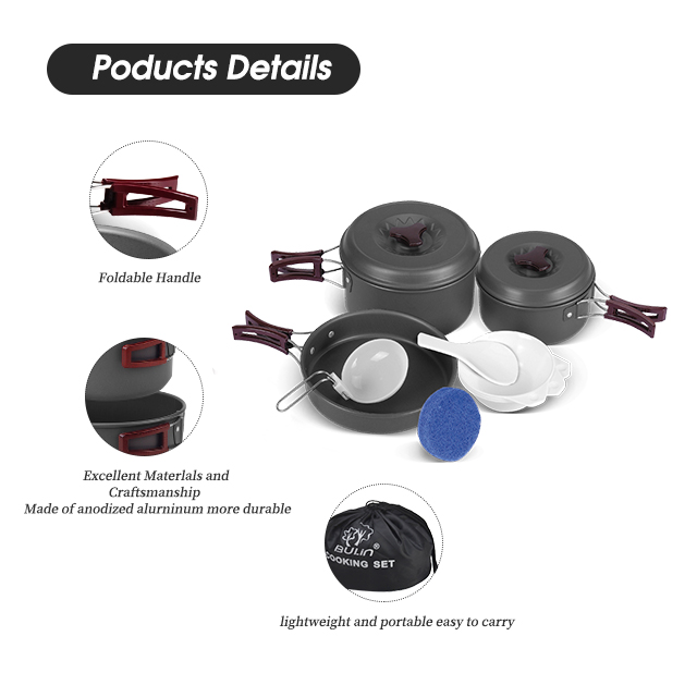 For Car Non Stick Ultralight Camping Cookware Set