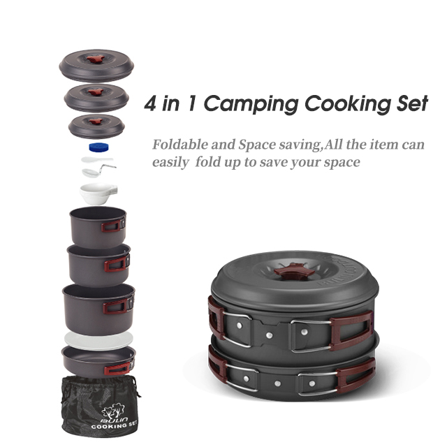 Hiking Aluminum Portable Camping Cookware Set